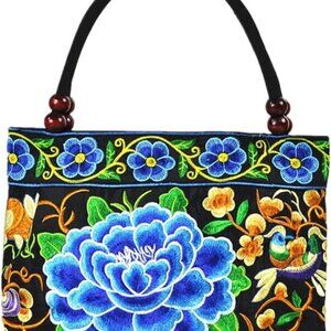 Embroidered Women Floral Handbags Embroidery Purse Vintage Hobo Tote Bag Ethnic